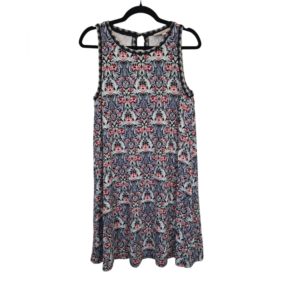 LOFT Medium Stretchy Boho Multicolor Paisley Shift Dress